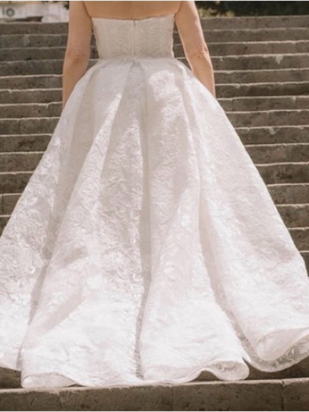 Classic Strapless White Ball Gown Wedding Dress - Size 10/12